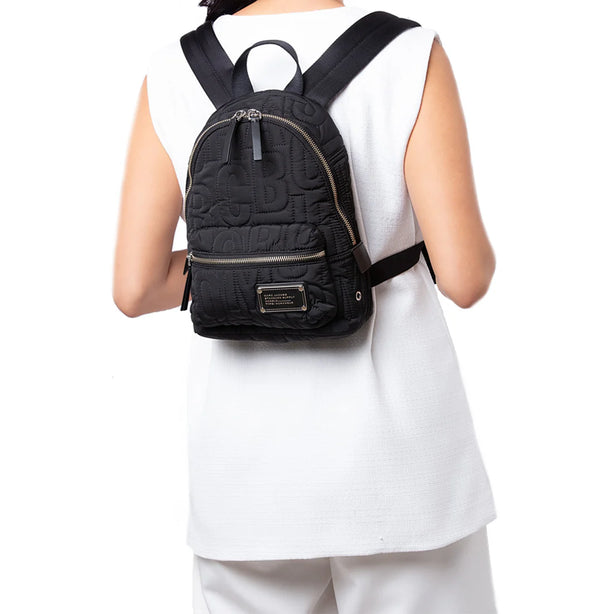 Marc Jacobs Nylon Jumbled Logo Workwear Small Backpack Bag in Black 4S4HBP002H02