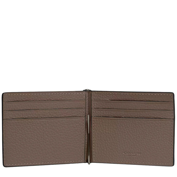 Coach Slim Money Clip Billfold Wallet In Dark Stone CH090