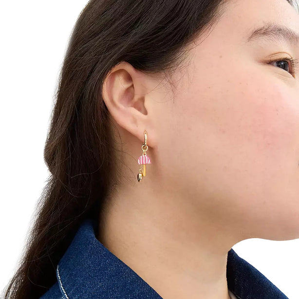 Coach X Observed By Us Mismatch Star And Mushroom Huggie Earrings in Gold/ Multi CV260
