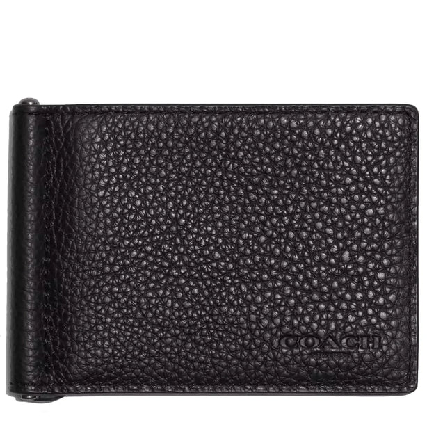 Coach Slim Money Clip Billfold Wallet In Black CH090