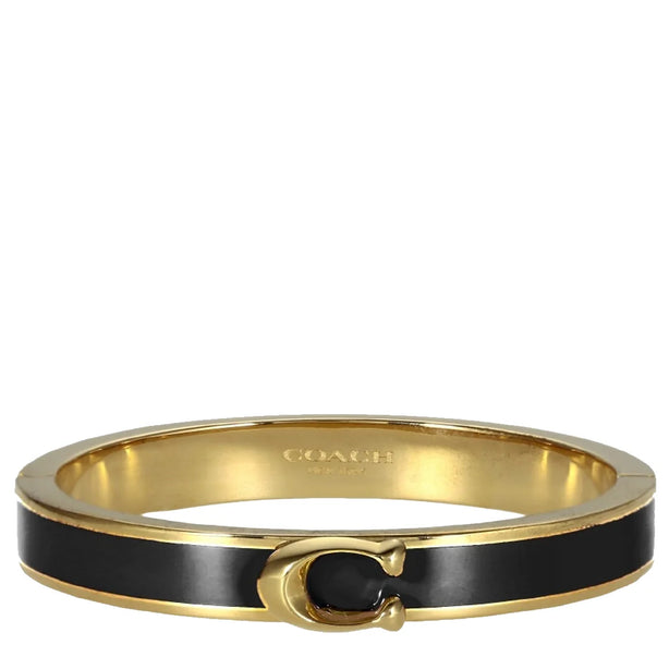 Coach Signature Push Hinged Bangle Bracelet in Gold/ Black F67480