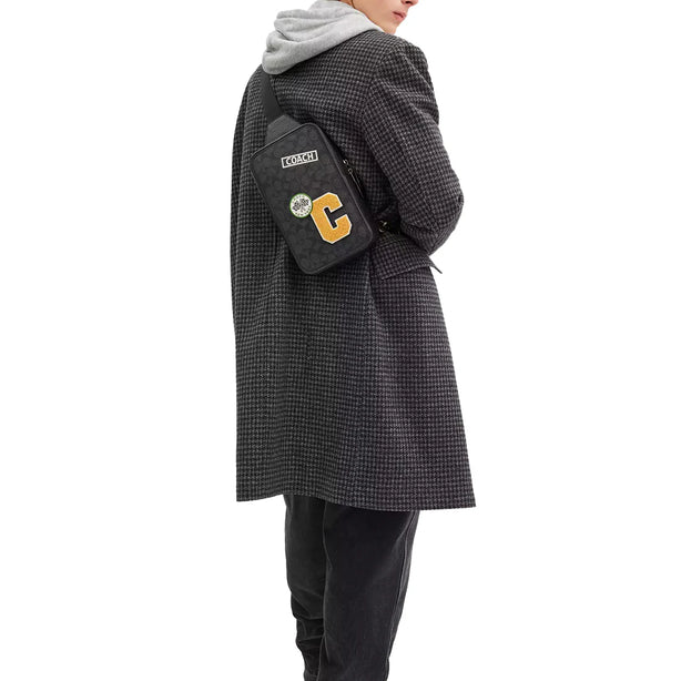 Coach Sullivan Pack Bag In Signature Canvas With Patches in Charcoal Multi CY820