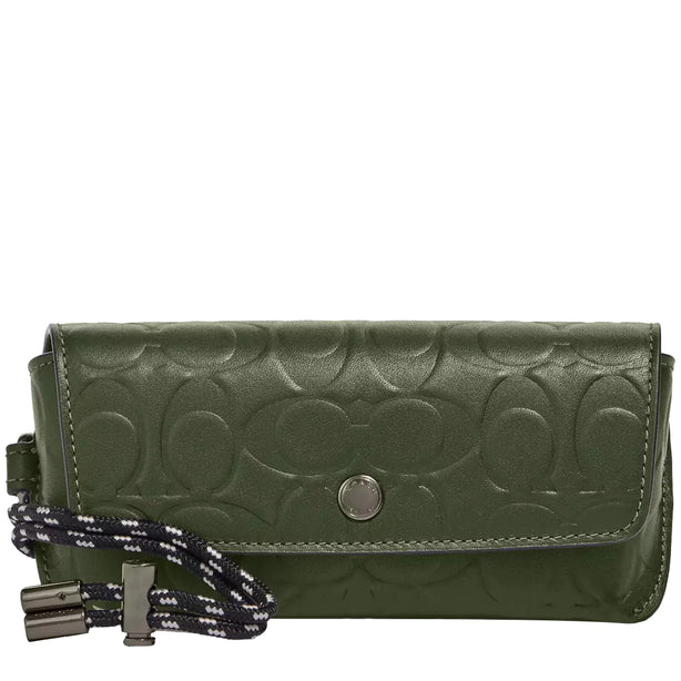Coach Sunglass Case In Signature Leather in Dark Shamrock C9989