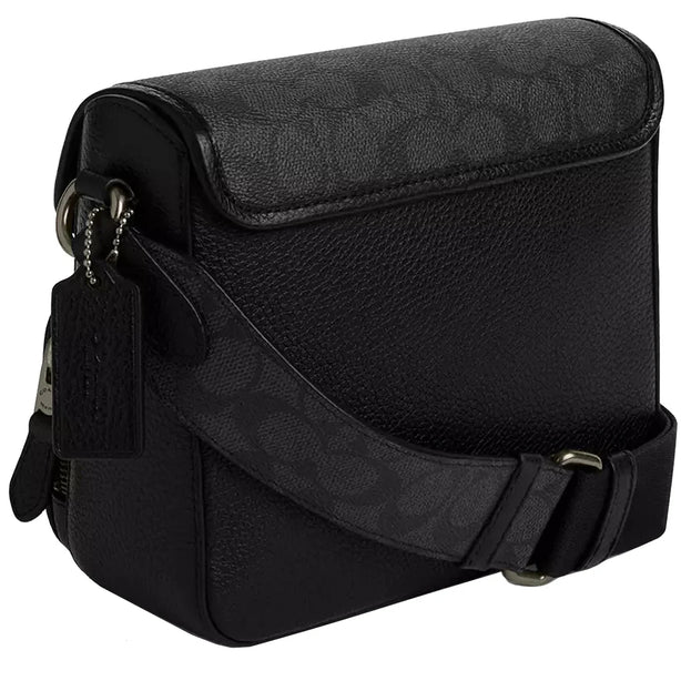 Coach Sullivan Flap Crossbody Bag In Signature Canvas in Charcoal/ Black CZ396