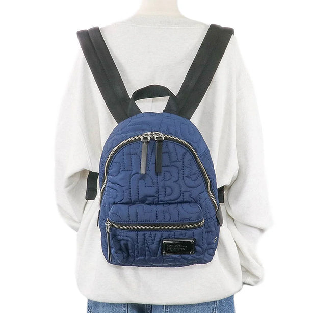 Marc Jacobs Nylon Jumbled Logo Workwear Small Backpack Bag in Azure Blue 4S4HBP002H02