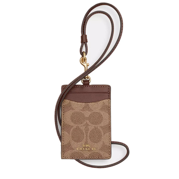 Coach Id Lanyard In Signature Canvas in Tan/ Brown CZ285