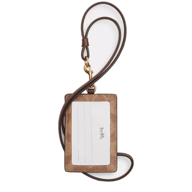 Coach Id Lanyard In Signature Canvas in Tan/ Brown CZ285