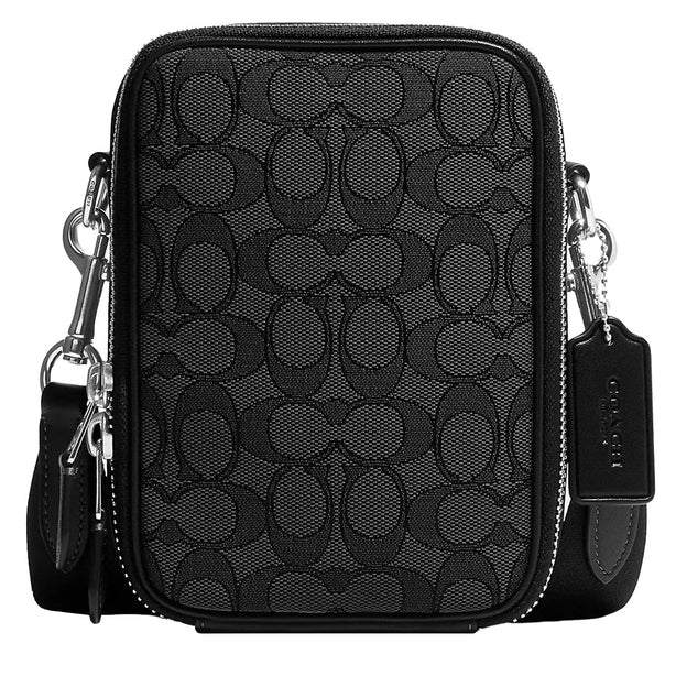 Coach Stanton Crossbody Bag In Signature Jacquard in Charcoal/ Black CH097