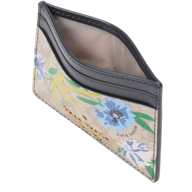 Kate Spade Spade Flower Floral Small Slim Card Holder in Blazer Blue Multi KK914
