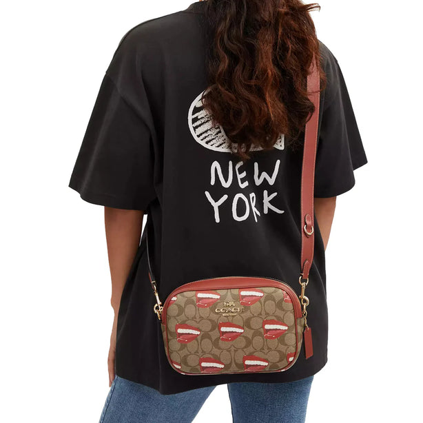 Coach X Tom Wesselmann Jamie Camera Bag In Signature Canvas in Khaki/ Terracotta Multi CQ034