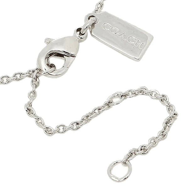 Coach Open Circle Stone Necklace in Silver F54514