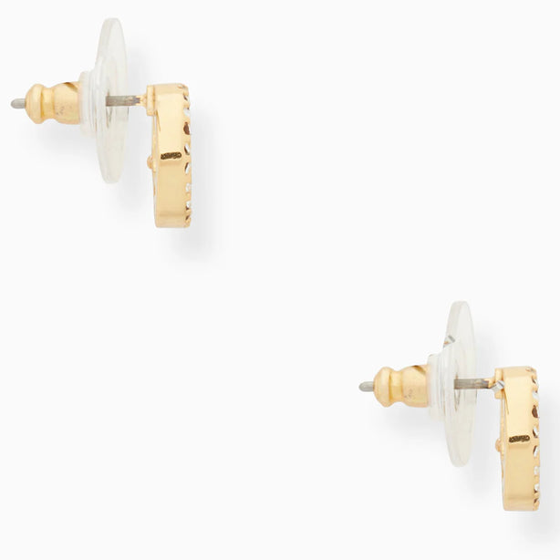 Kate Spade Spot The Spade Pave Halo Spade Studs Earrings in Clear/ Gold o0ru2605