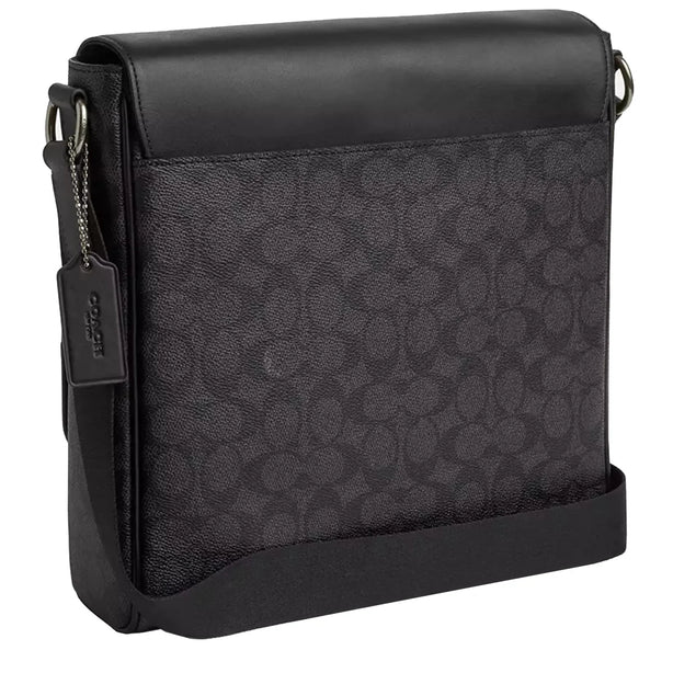 Coach Houston Map Bag In Signature Canvas in Charcoal/ Black CZ399