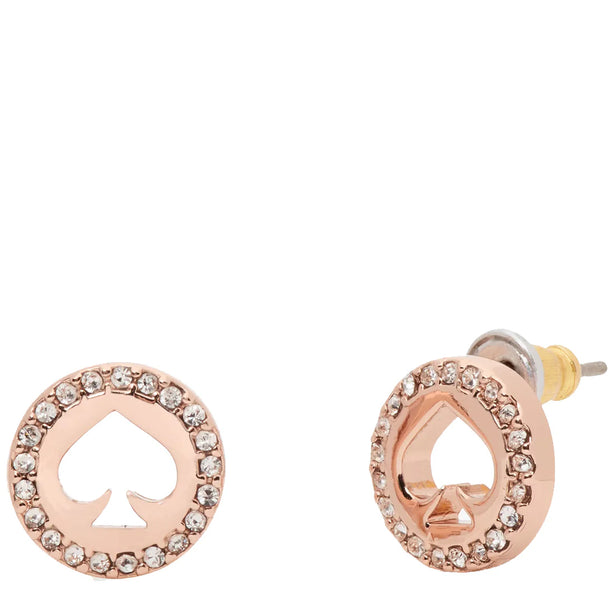 Kate Spade Spot The Spade Pave Halo Spade Studs Earrings in Clear/ Rose Gold o0ru2605