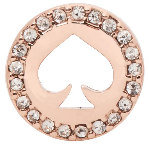 Kate Spade Spot The Spade Pave Halo Spade Studs Earrings in Clear/ Rose Gold o0ru2605