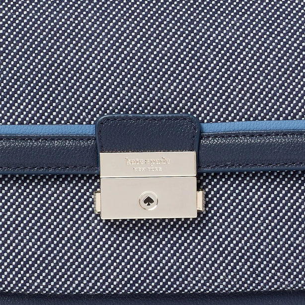 Kate Spade Voyage Chambray Twill Medium Shoulder Bag in Blue Multicolor k9035