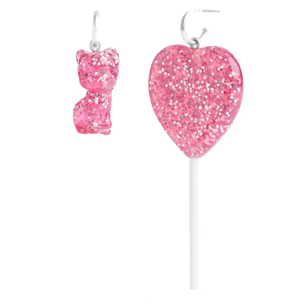 Coach The Lil Nas X Drop Cat And Heart Lollipop Mismatch Earrings in Pink CQ537