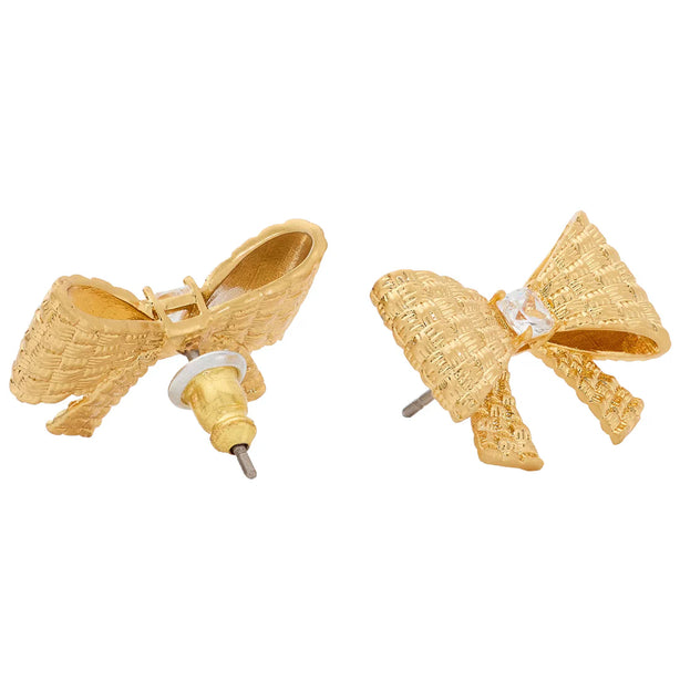Kate Spade Wrapped In A Bow Studs Earrings in Clear/ Gold KJ975