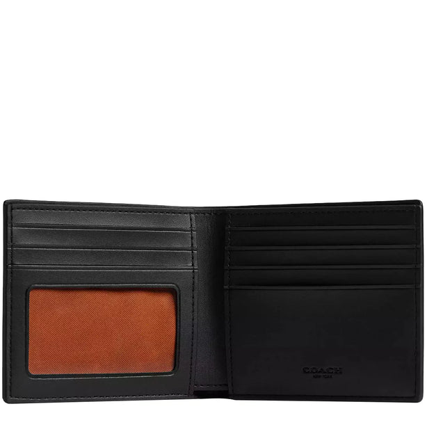 Coach Id Billfold Wallet In Signature Canvas in Tan/ Black CY394