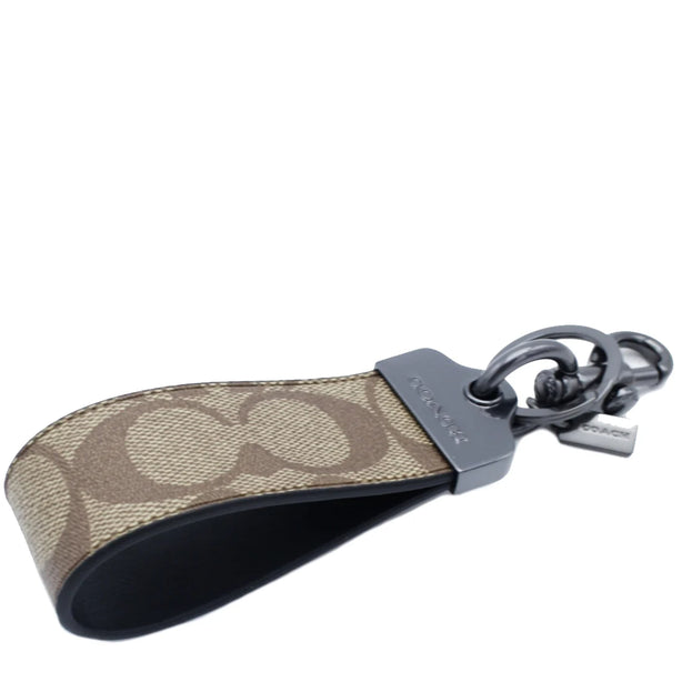 Coach Loop Key Fob In Signature Canvas in Khaki CJ748