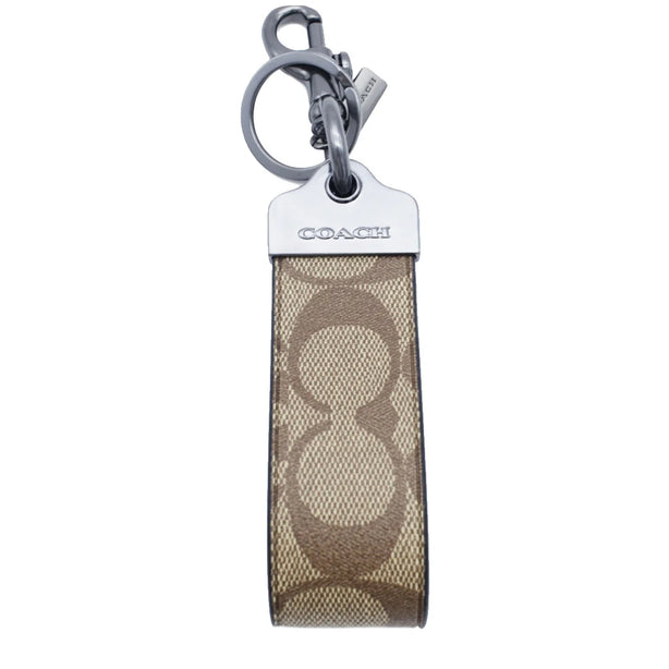 Coach Loop Key Fob In Signature Canvas in Khaki CJ748