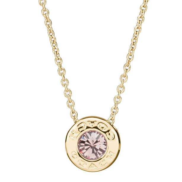 Coach Open Circle Stone Necklace in Gold F54514