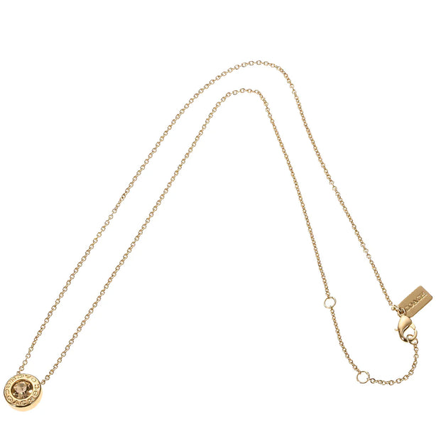 Coach Open Circle Stone Necklace in Gold F54514
