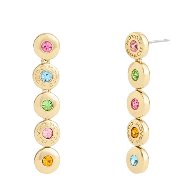 Coach Open Circle Linear Earrings in Gold/ Multi CY104