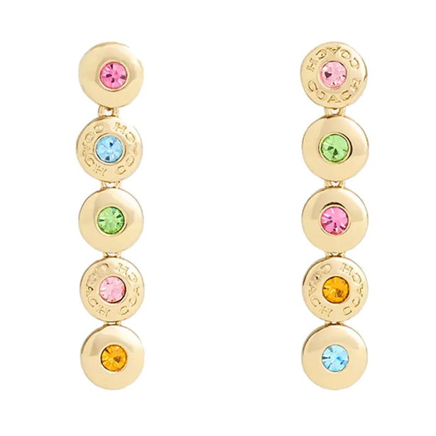 Coach Open Circle Linear Earrings in Gold/ Multi CY104