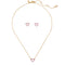 Kate Spade Scrunched Scallops Heart Pendant Necklace And Studs Earrings Set in Fuchsia KL123