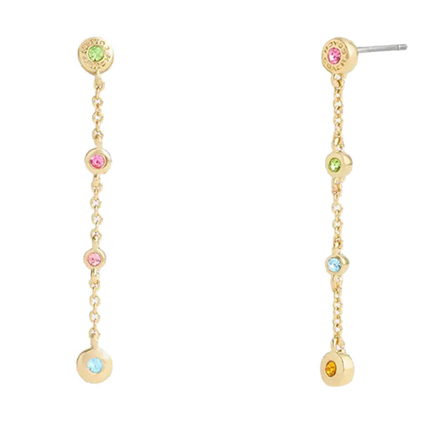 Coach Open Circle Thin Linear Earrings in Gold/ Multi CY105