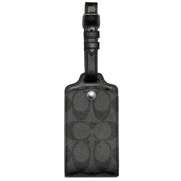 Coach Luggage Tag In Signature Canvas in Charcoal C1614