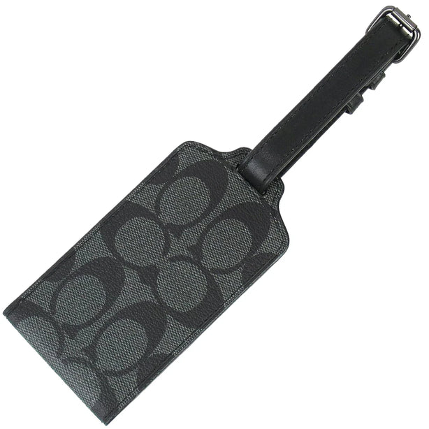Coach Luggage Tag In Signature Canvas in Charcoal C1614