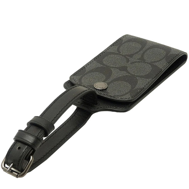 Coach Luggage Tag In Signature Canvas in Charcoal C1614