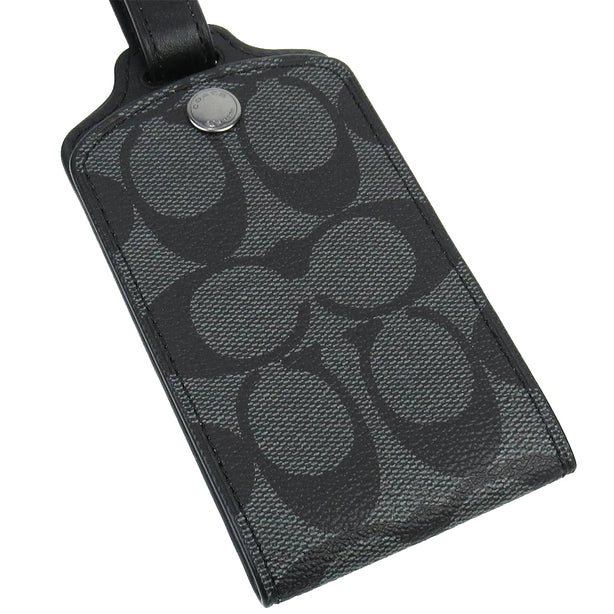 Coach Luggage Tag In Signature Canvas in Charcoal C1614
