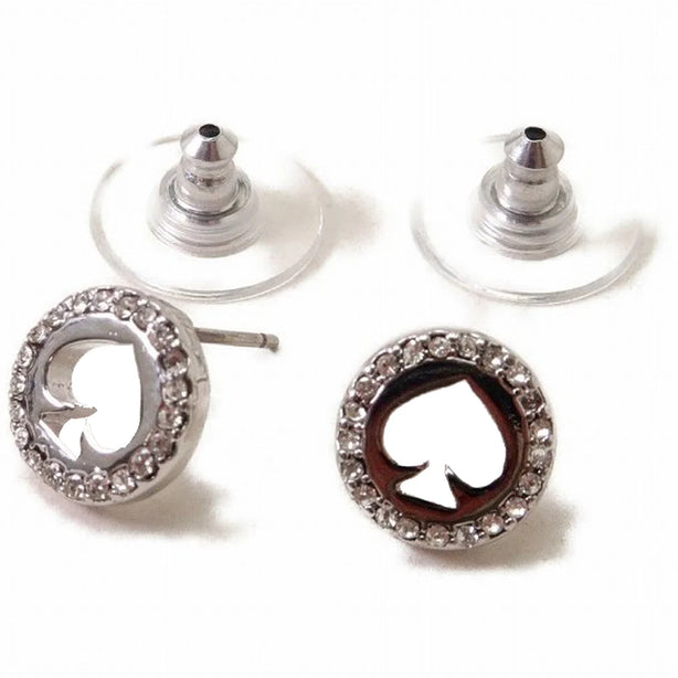 Kate Spade Spot The Spade Pave Halo Spade Studs Earrings in Clear/ Silver o0ru2605