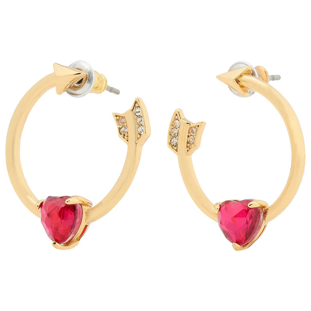 Kate Spade Lovestruck Heart And Arrow Hoops Earrings in Red KL099