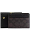 Coach Card Holder Wallet In Signature Canvas in Walnut/ Black CZ034