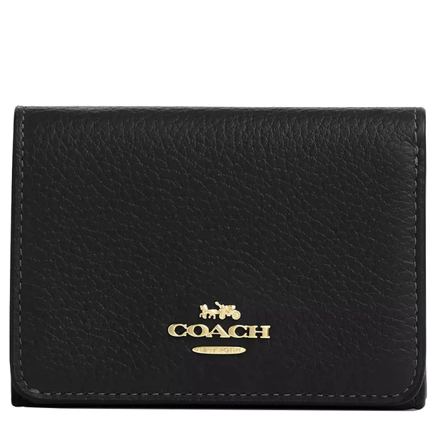 Coach Card Holder Wallet In Signature Canvas in Walnut/ Black CZ034
