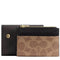 Coach Card Holder Wallet In Blocked Signature Canvas in Walnut/ Tan CZ446