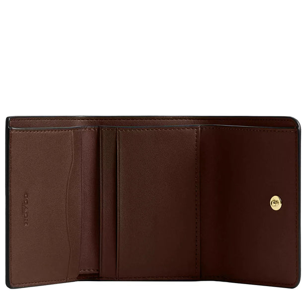 Coach Card Holder Wallet In Blocked Signature Canvas in Walnut/ Tan CZ446