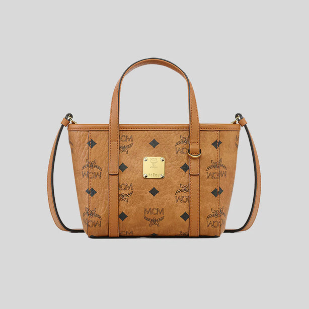 MCM X-Mini Toni Top-Zip Shopper In Visetos Cognac RS-MWPFSMT03CO001