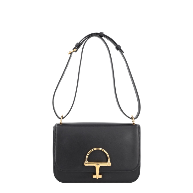 Siena Small Calf Leather Shoulder Bag - Black