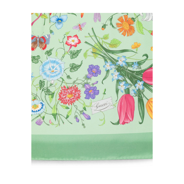 Green Flora Print Scarf