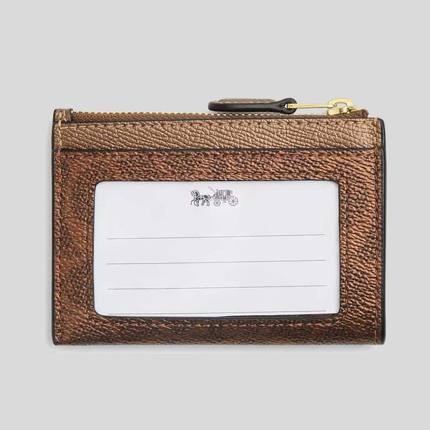 COACH Mini Skinny Id Case In Signature Canvas Brown/Copper RS-CCS50