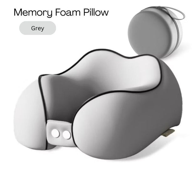 StitchesandTweed Memory Foam Travel Pillow - Grey