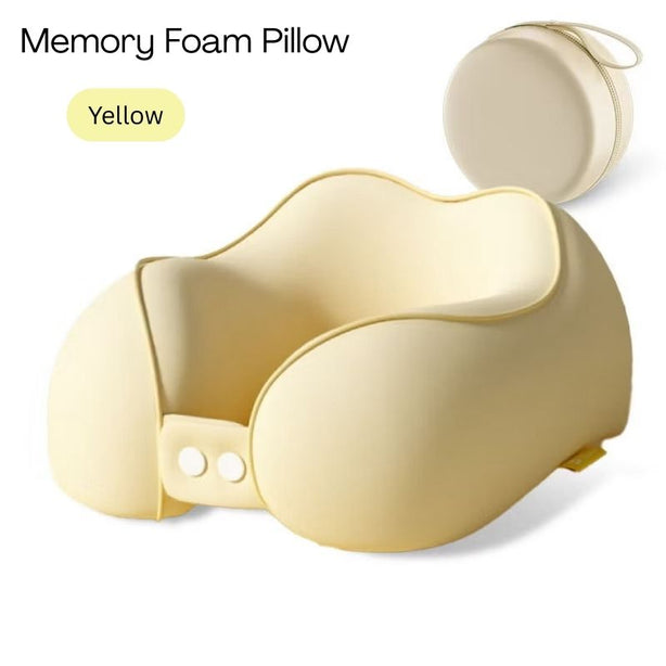 StitchesandTweed Memory Foam Travel Pillow - Yellow