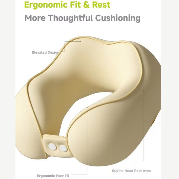 StitchesandTweed Memory Foam Travel Pillow - Yellow