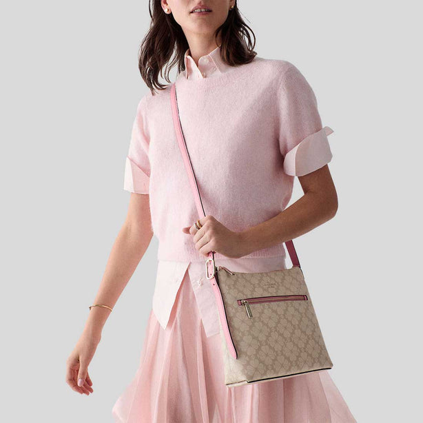 KATE SPADE Spade Flower Swingpack Crossbody Bag Dark Beige Grapefruit Multi RS-KM717