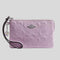 COACH Corner Zip Wristlet In Signature Leather With Heart Charm Light Violet RS-CDF04